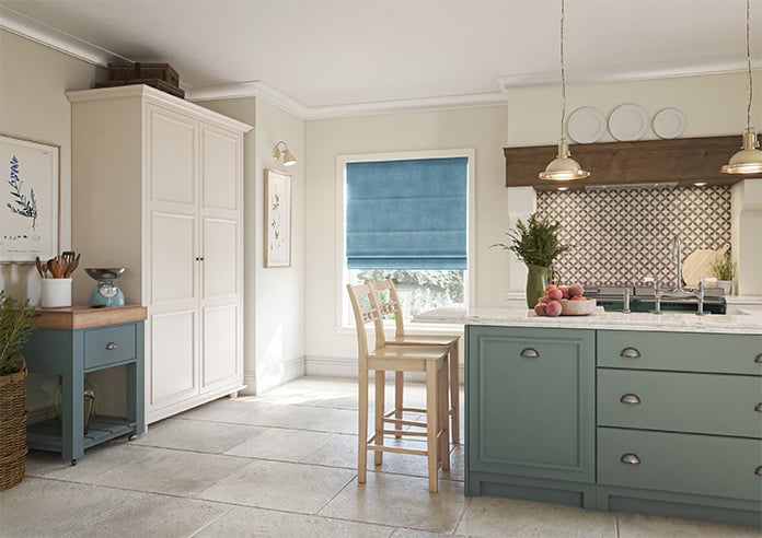 Florence Faux Suede, Cloud Blue - Motorised Roman Blind - Image 6